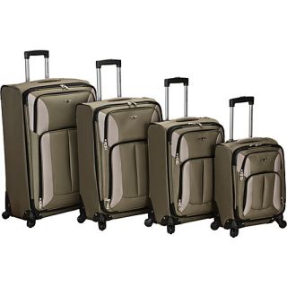 4 Piece Quad Spinner Luggage Set Olive   Rockland Luggage Lugga