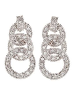 Diamond Pave Three Ring Earrings
