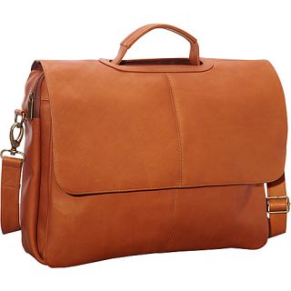 Flap Over Computer Brief Tan   Le Donne Leather Non Wheeled Bus