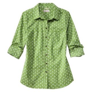 Merona Womens Favorite Button Down Shirt   Lawn   Green Print   XXL