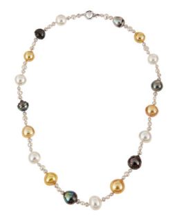 Long Tahitan & South Sea Multicolor Pearl Necklace, 18L