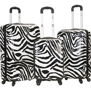 Safari 3 Piece Hardside Spinner Set Zebra   Rockland Luggage Lu