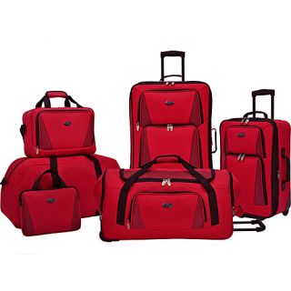 Palencia 5 Piece Luggage Set Red   U.S. Traveler Luggage Sets