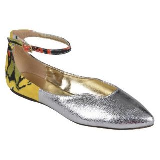 Womens Bamboo By Journee Ankle Strap Flats   Silver 9