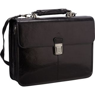 Luxurious Italian Leather Classic Briefcase Black   Mancin