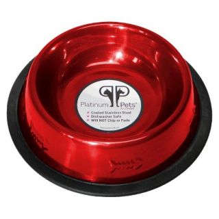 Platinum Pets Stainless Steel Embossed Non Tip Cat Bowl   Red (1 Cup)