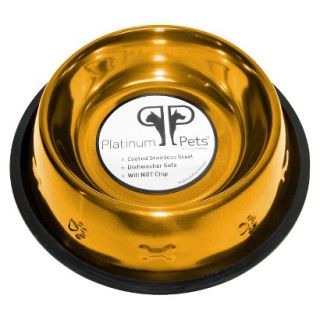 Platinum Pets Stainless Steel Embossed Non Tip Dog Bowl   Gold (2 Cup)