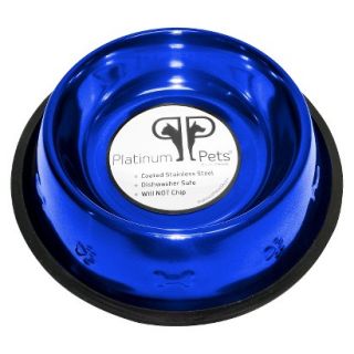 Platinum Pets Stainless Steel Embossed Non Tip Dog Bowl   Blue (4 Cup)