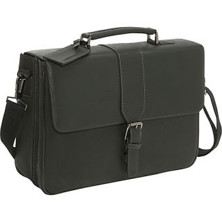Leather Laptop Briefcase   Black