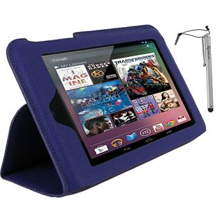 Ultra Slim Vegan Leather Case & Stylus for Google Nexus 7 Tablet Purple