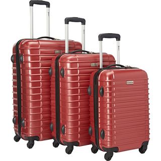 Light Weight Polycarbonate 3 Pc Luggage Set On Swivel Wheels Red