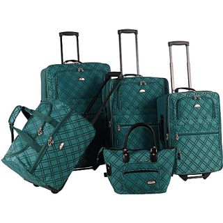 Pemberly 5 Piece Buckles Set Green   American Flyer Luggage Sets