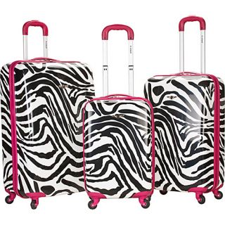 Safari 3 Piece Hardside Spinner Set Pink Zebra   Rockland Lugga