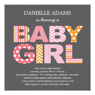 Cutout Letters Baby Shower Invitation   Girl