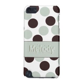 Custom Name Text Effect Green Brown Polka Dots iPod Touch 5G Cover