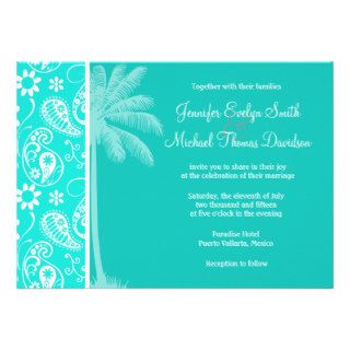 Aqua Color Paisley; Floral; Summer Palm Card