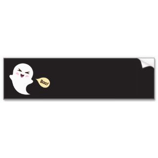 Fun cute kawaii cartoon ghost saying boo bumper stickers