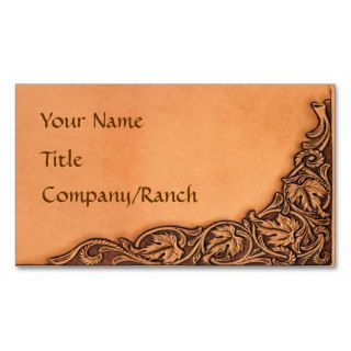 Western Tooled Leather Look Business Card Template