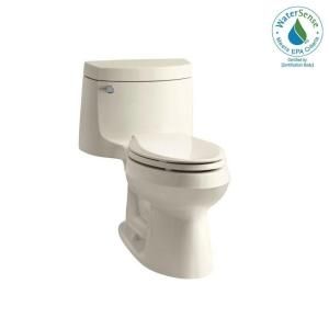 KOHLER Cimarron 1 Piece 1.28 GPF Elongated Toilet with Exposed Trap Toilet in Almond 3828 47