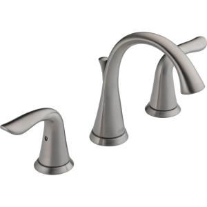 Delta Lahara 8 in. Widespread 2 Handle High Arc Bathroom Faucet in Stainless 3538LF SS