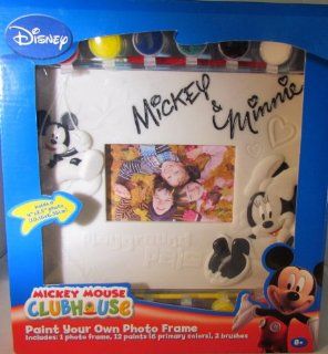 DISNEY "PAINT YOUR OWN PHOTO FRAME" MICKEY MOUSE CLUBHOUSE MICKEY & MINNIE MOUSE INCLUDES 1 PHOTO FRAME, 12 PAINTS, 2 BRUSHES Toys & Games