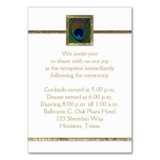 White and Gold Peacock Feather Enclosure Card Business Card