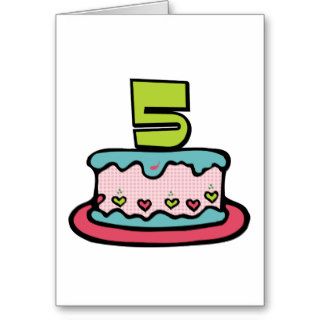 5 Year Old Birthday Cake Greeting Cards