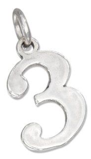 Sterling Silver "3" Number Charm Jewelry