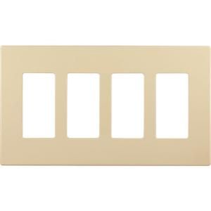 Cooper Wiring Devices 4 Gang Screwless Decorator Polycarbonate Wall Plate   Ivory PJS264V L