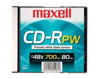 Maxell CD R 80 Minute700 MB 48x Inkjet Printable White Surface, With Slim Jewel Case 10 per Carton, Part Number 648721 Electronics