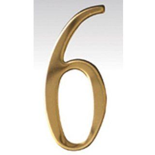 Brass Address Numbers Size 2", Number 6  House Numbers  Patio, Lawn & Garden