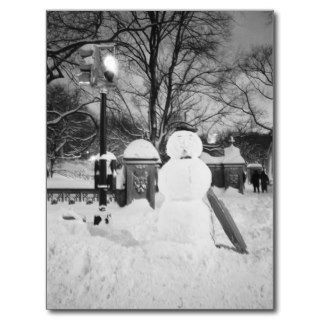 NA, USA, New York, New York City. Snowman in Postcard