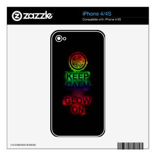 Rainbow Atomic Symbol "Keep Calm and Glow On" Decals For The iPhone 4S