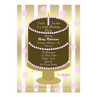 Cake 95th Birthday Party Invitation   95th in Pink