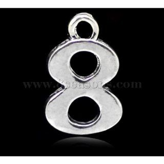 Silver Plated Number Age "8" Charm Pendants 10x16mm sold per pack of