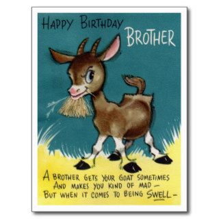 Brother   V Retro Happy Birthday Card Post Card