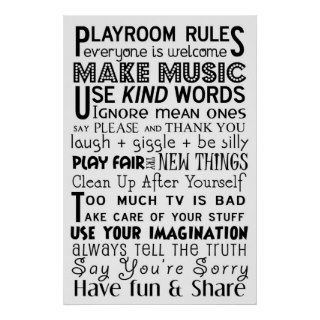 Playroom Rules Posters