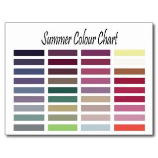 Summer Color Chart Post Cards