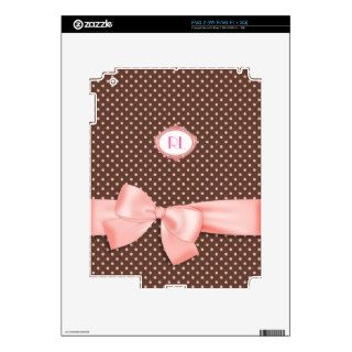 Chocolate and Pink Polka Dots   Customize Monogram Decal For The iPad 2