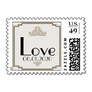 Art Deco Gold Posh Wedding Love Stamp