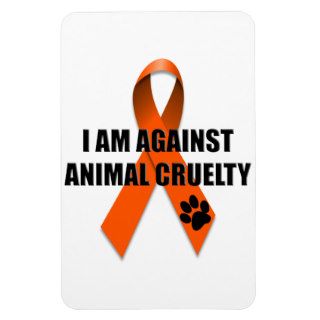 Against Animal Cruelty Orange Awareness Ribbon Rectangle Magnets