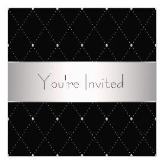 Black Silver Black Tie Corporate Party Personalized Invite