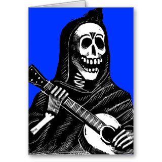 Skeleton Playing Guitar   Vintage Engraving Art Greeting Card