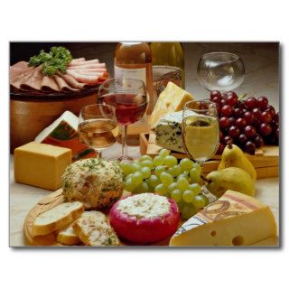 Wine and cheese party post card