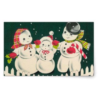 Vintage Art Snowman Family Stickers