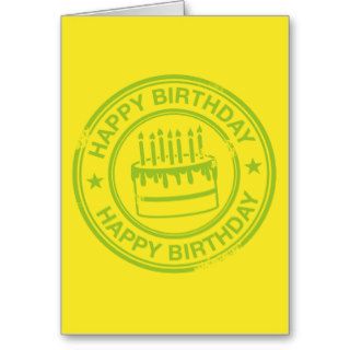 Happy Birthday  green rubber stamp effect  Greeting Card