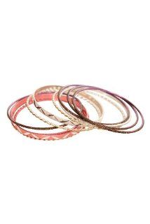 Silver Coral and Brown Glitter Bangle Bracelet 12 Pack Jewelry