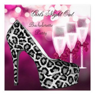 Girls Night Out Pink Shoes Hi Heels Champagne Personalized Invitations