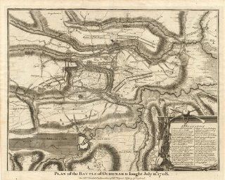Antique Map OUDENAARDE BATTLE WAR BELGIUM Tindal 1727   Etchings Prints