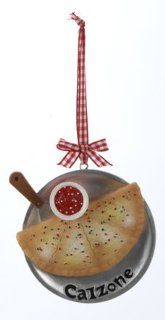 3" Pizza Shop "Calzone" Pan with Sauce Christmas Ornament  Decorative Hanging Ornaments  